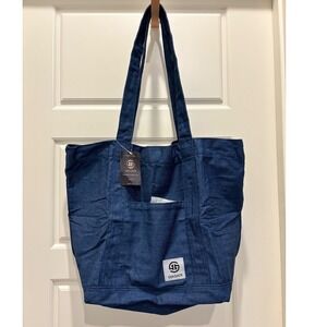 Gia Gatti Denim Tote Bag Front Pocket Removable Flower Crossbody Guitar Strap